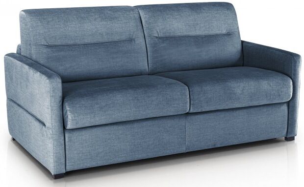 CAEN - Canapé convertible 4 places - Velours déperlant - Matelas 16 cm - Couchage 160 x 190 cm - Largeur 200 cm Sommier doubles lattes larges Bleu mar