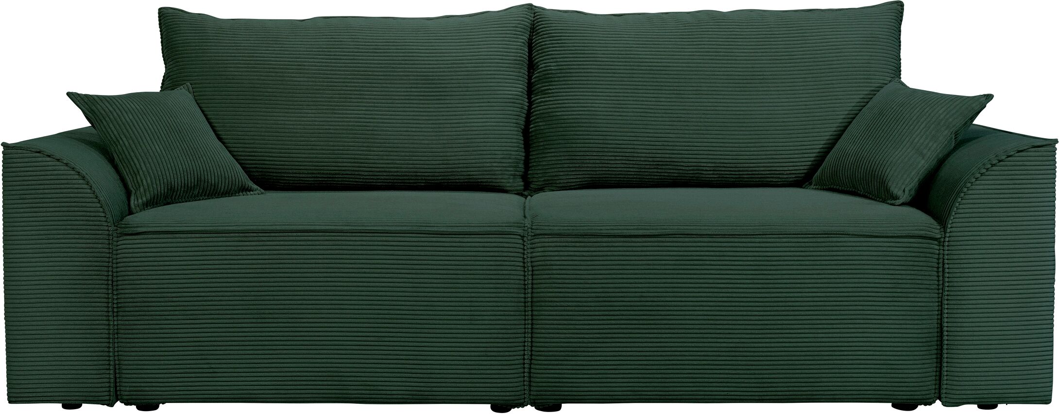 Gaucet Canapé droit convertible 3 places en velours côtelé vert Vert 240x94x96cm