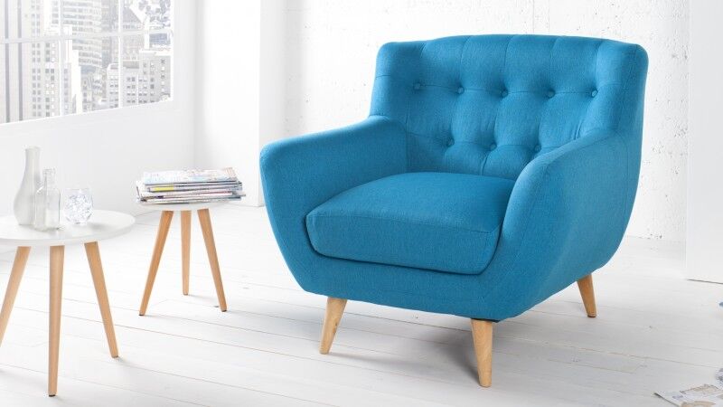 gdegdesign Fauteuil design tissu bleu scandinave - Sverker