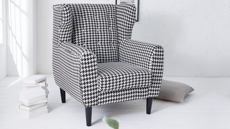 gdegdesign Fauteuil design tissu pied de poule - Antime