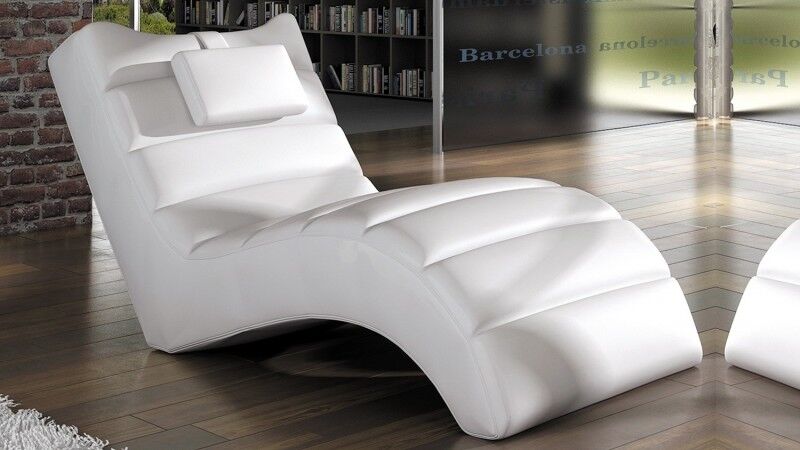 gdegdesign Chaise longue relax simili cuir blanc - Huw