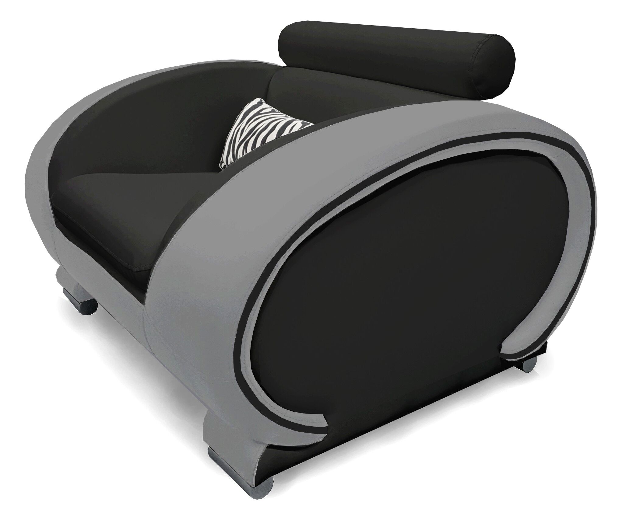 gdegdesign Fauteuil cuir noir et gris design - Elton