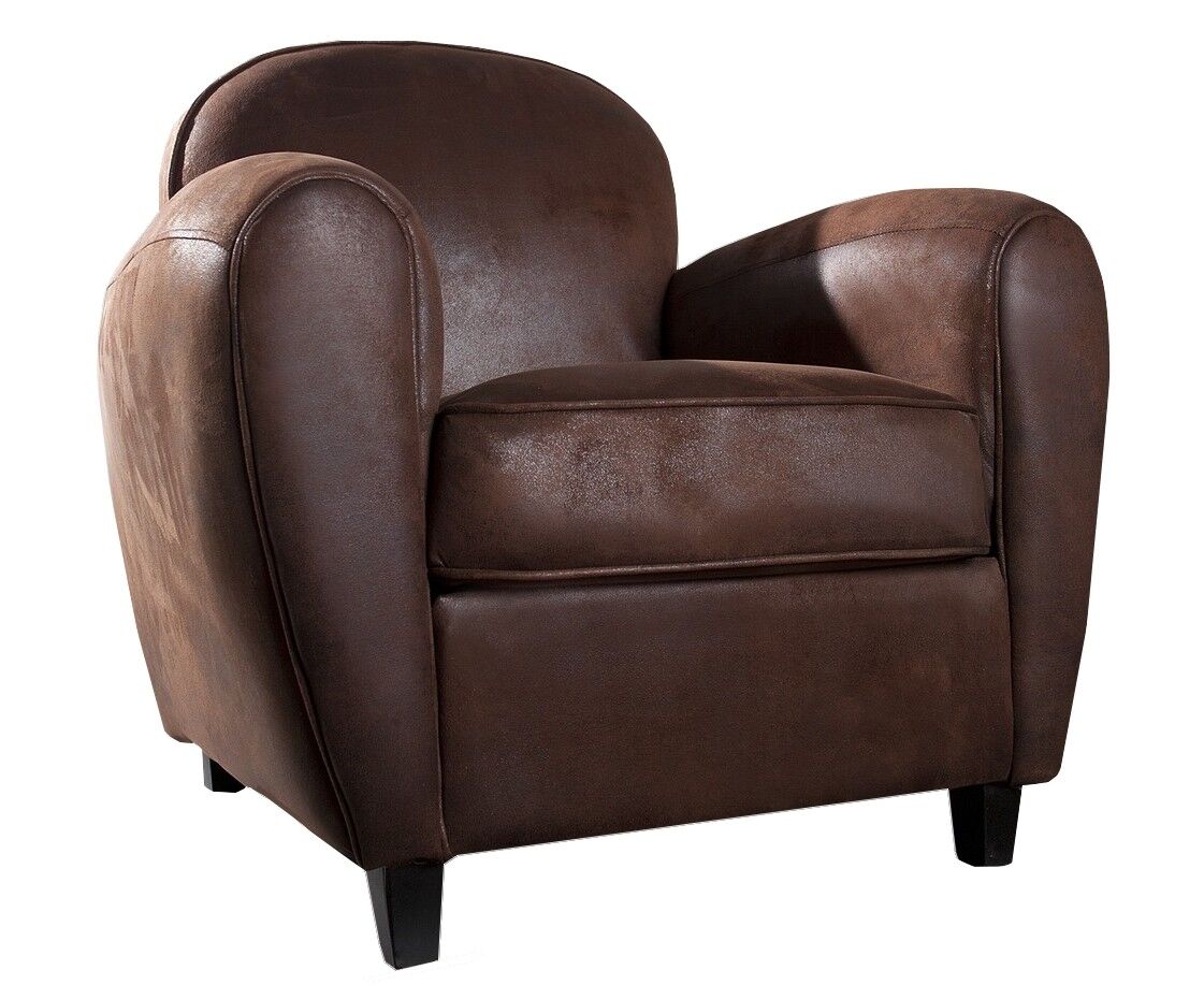 gdegdesign Fauteuil club design tissu microfibre marron - Balzers