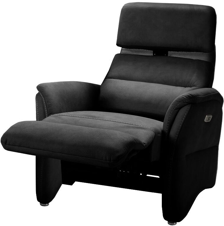 gdegdesign Fauteuil tissu imitation cuir relax électrique gris anthracite avec appuie-tête - Adem