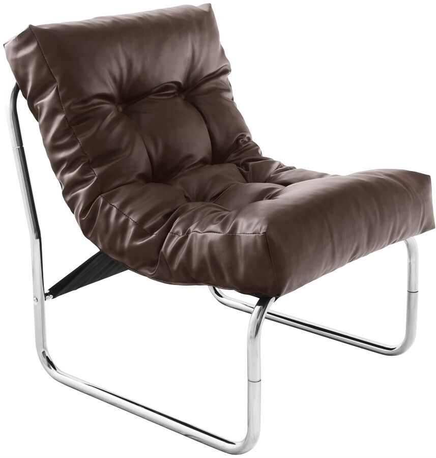 gdegdesign Fauteuil design marron capitonné - Charlotte