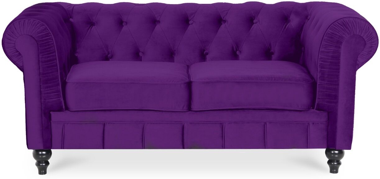 IntenseDeco Canapé Chesterfield Velours 2 Places Altesse Violet