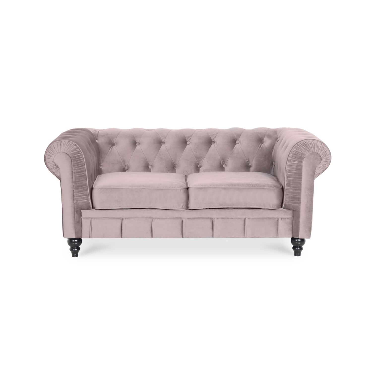 IntenseDeco Canapé Chesterfield Velours 2 Places Altesse Taupe