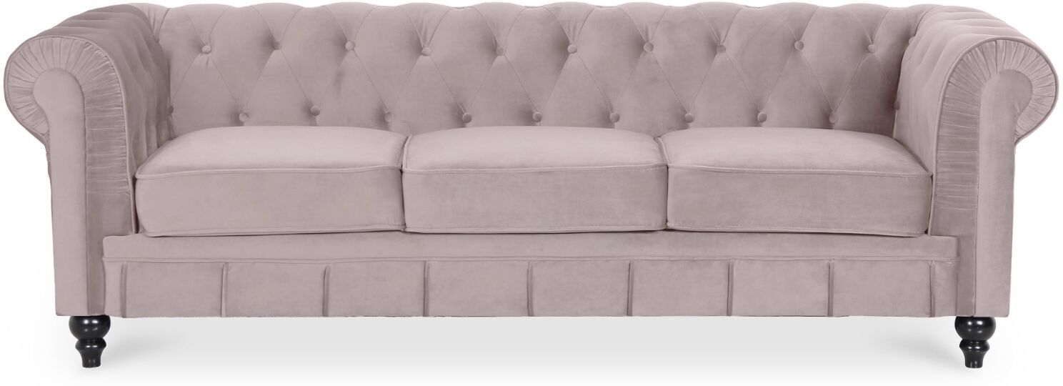 Canape Chesterfield Velours 3 Places Altesse Taupe