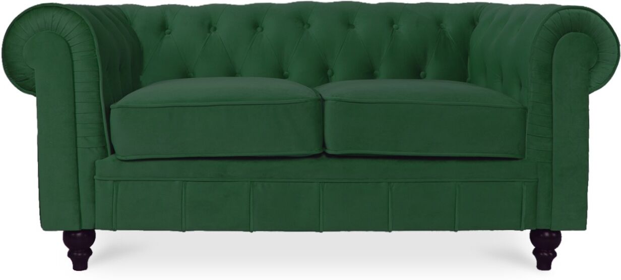 Canapé Chesterfield Velours 2 Places Altesse Vert