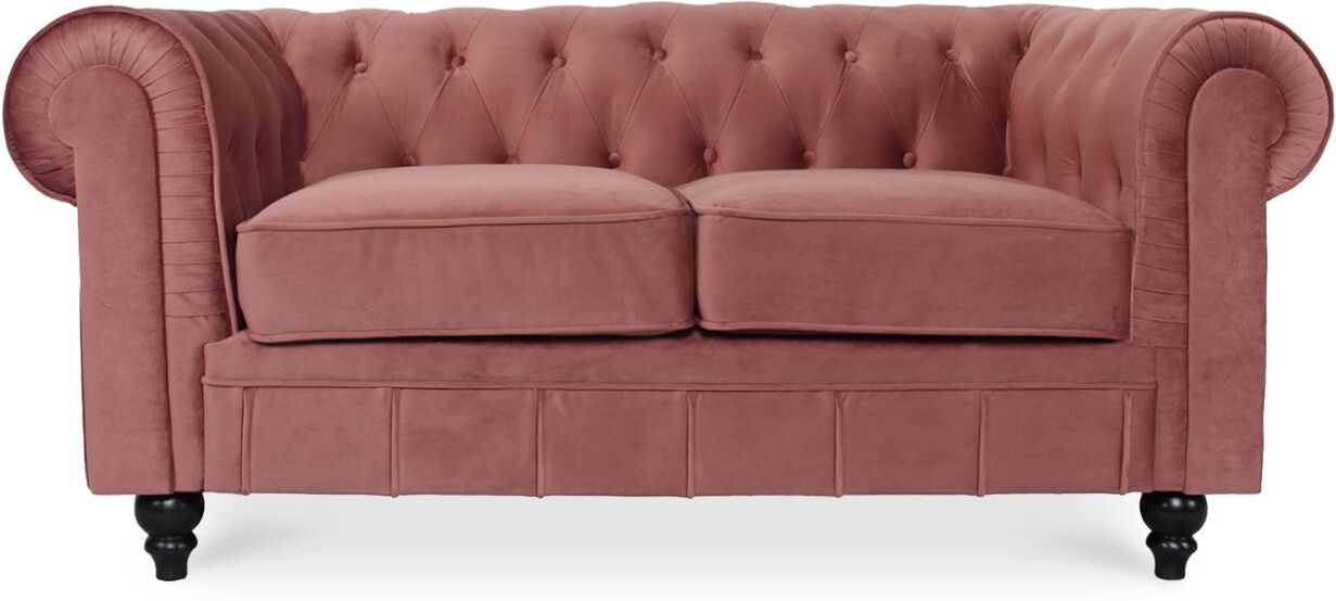 IntenseDeco Canapé Chesterfield Velours 2 Places Altesse Vieux Rose