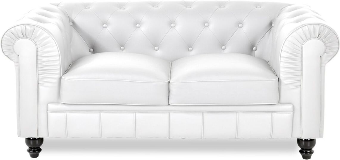 IntenseDeco Canapé Chesterfield 2 Places Regency Blanc