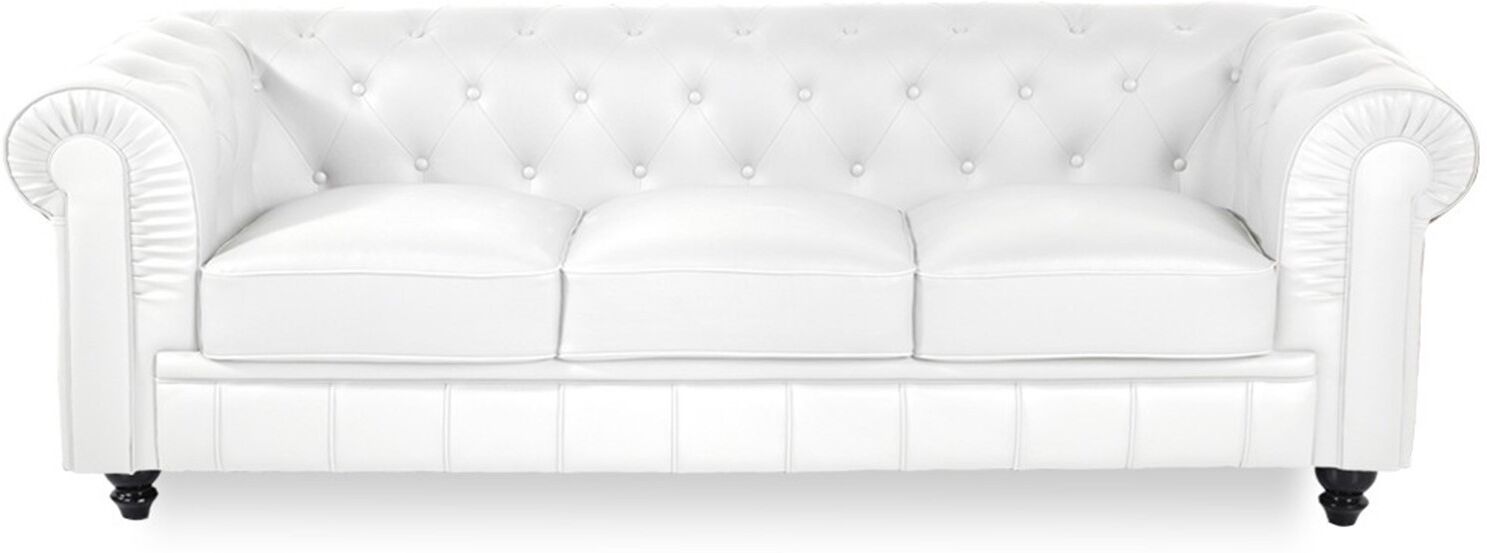 IntenseDeco Canapé Chesterfield 3 Places Regency Blanc