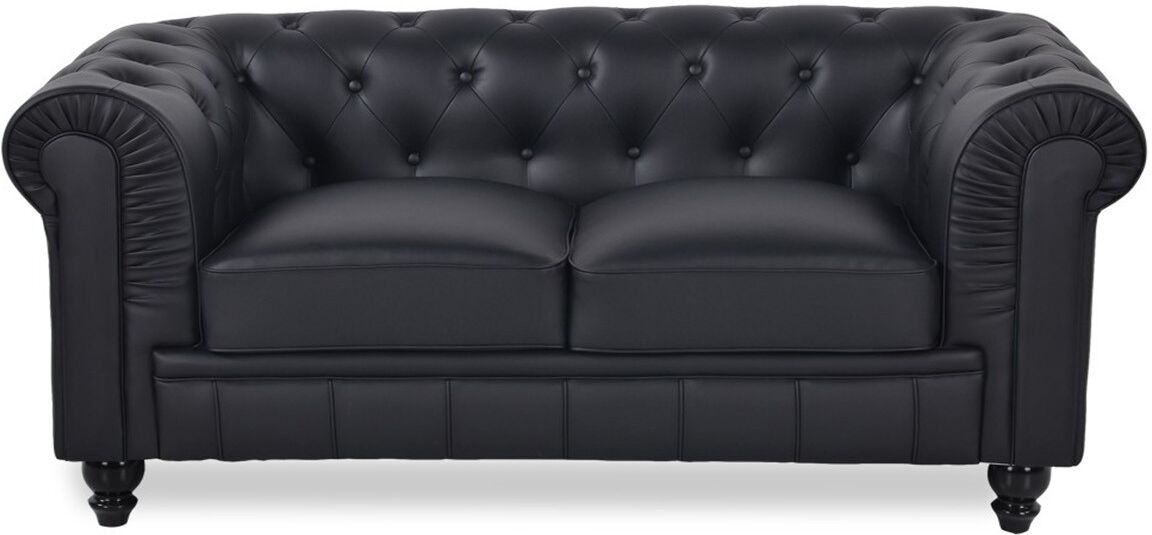 IntenseDeco Canapé Chesterfield 2 Places Regency Noir