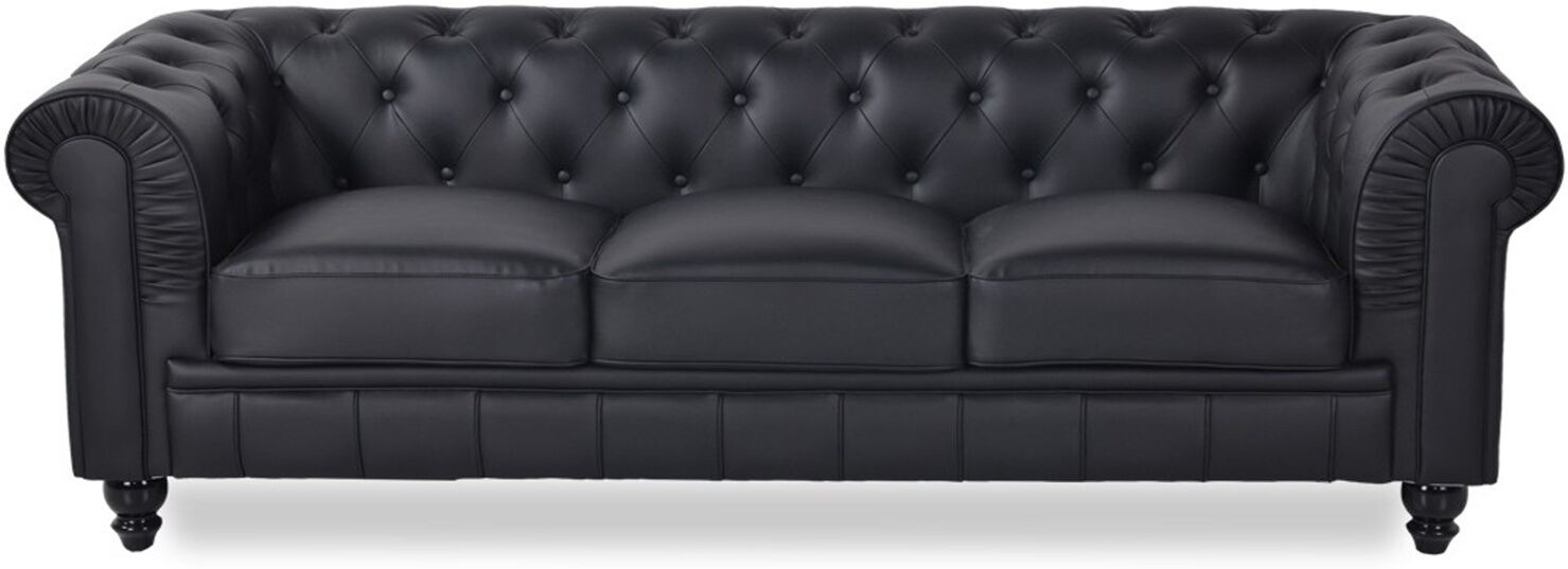 IntenseDeco Canapé Chesterfield 3 Places Regency Noir