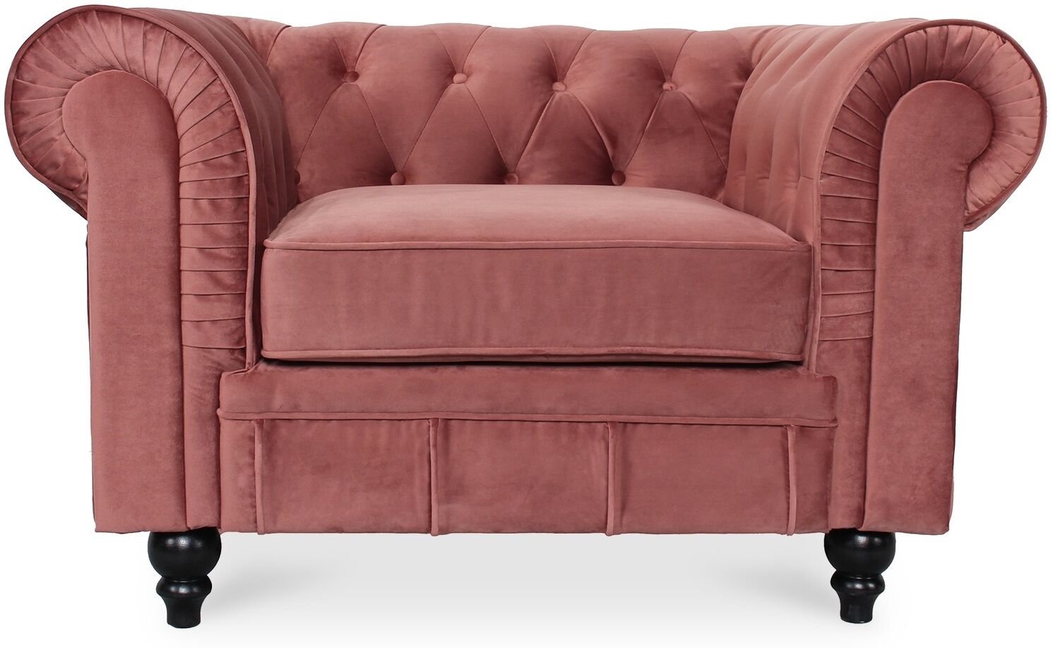 IntenseDeco Fauteuil Chesterfield velours Altesse Vieux Rose