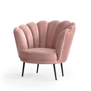 Toscohome Poltrona a conchiglia con rivestimento in velluto colore rosa - Orel