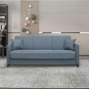 Toscohome Divano letto con contenitore 3 posti tessuto grigio 225 cm - Alder