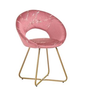 Toscohome Poltroncina in velluto rosa con gambe in metallo dorato - Etere