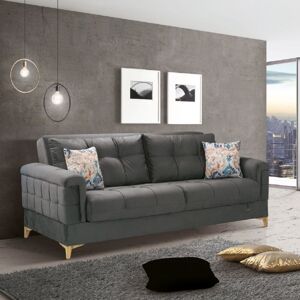 Toscohome Divano letto con contenitore 2 posti colore grigio scuro Kemer