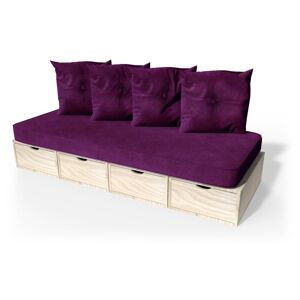 ABC MEUBLES Panchina cubo 200 cm + futon + cuscini -  - Legno Grezzo
