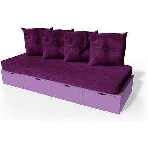 ABC MEUBLES Panchina cubo 200 cm + futon + cuscini -  - Lilla