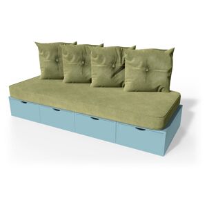 ABC MEUBLES Panchina cubo 200 cm + futon + cuscini -  - Polvere blu