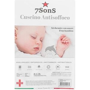 7SONS Cuscino Culla Antisoffoco Sfoderabile Cm 21x31 Art 7s0400 FOTO