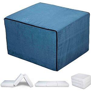 EvergreenWeb Futon pouf Letto FUTON VELVET Blu