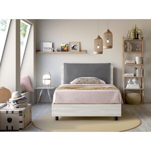 EvergreenWeb Letto Contenitore   YORK Struttura Bianca Cuscino Grigio 120x190 cm