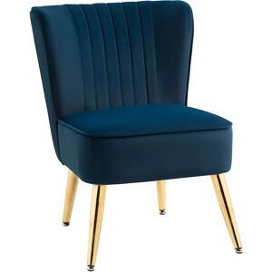 Homcom Poltrona Moderna in Stile Scandinavo per Soggiorno, Poltroncina Imbottita e Rivestita in Tessuto Vellutato, 56x65.5x82.5cm, Blu