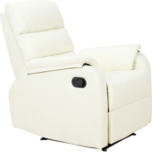 Homcom Poltrona Relax per Interni, Reclinabile Manualmente con Cuscino Imbottito, in Similpelle e Acciaio, 75x82x99 cm, Crema