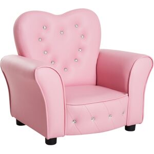 Homcom Poltroncina per Bambini Imbottita, Poltrona per cameretta con Rivestimento in PVC e Struttura in Legno, 59x41.5x49cm, Rosa