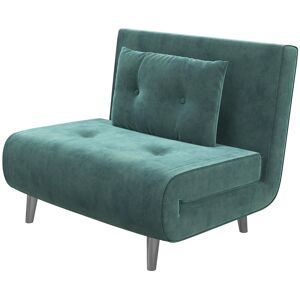 Homcom Poltrona Letto Singolo con Schienale Reclinabile in Velluto, 100x88x83cm, Verde Scuro