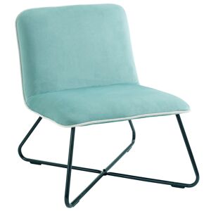 Homcom Poltrona in Velluto Stile Nordico Senza Braccioli, Poltroncia da Camera con Base in Metallo Incrociata, 55x69x68cm, Verde