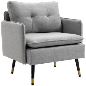 Homcom Poltrona Moderna in Tessuto con Seduta Imbottita e Gambe in Acciaio, 76x68x80 cm, Grigio