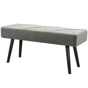 Homcom Panca Imbottita Fondoletto in Velluto con Gambe in Acciaio, 100x36x45cm, Grigio