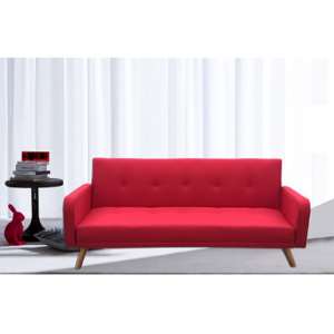 Arredo Casa Facile Divano Letto Litz Reclinabile Lusso Microfibra Rosso Piedi Legno