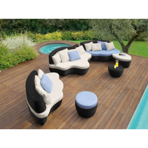 Arredo Casa Facile Divano Rattan Design Giardino Esterno Pouf S4