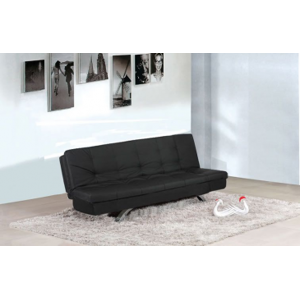 Arredo Casa Facile Divano Letto Reclinabile Ecopelle Nero Salotto Soggiorno Largo