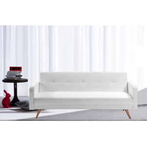 Arredo Casa Facile Divano Letto Litz Reclinabile Lusso Ecopelle Bianco Piedi Legno