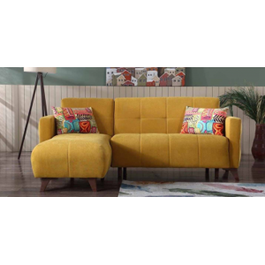 Arredo Casa Facile Mega Divano Angolare Letto Contenitore Reversibile Giallo Senape - Cuscini - Elegante