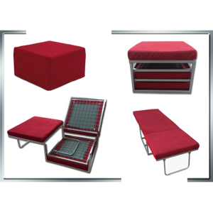 Arredo Casa Facile Pouf Letto Reclinabile Pouff Letto - Rosso Microfibra - Soggiorno