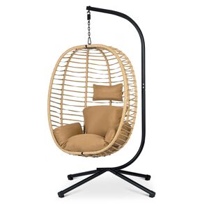 garneroarredamenti Poltrona da giardino a dondolo sospesa con cuscini beige Swing