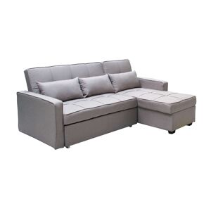 Milani Home divano letto con penisola per salotto soggiorno in tessuto grigio moderno Grigio 210 x 89 x 164 cm