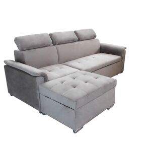 Milani Home divano letto con penisola ergonomico con poggiatesta regolabile e supporto lomb Tortora 234 x 84 x 148 cm