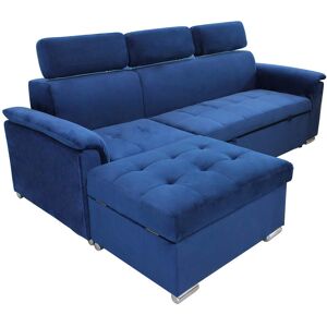 Milani Home divano letto con penisola ergonomico con poggiatesta regolabile e supporto lomb Blu 234 x 84 x 148 cm