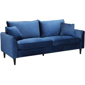 Milani Home Divano in velluto 3 posti per salotto soogiorno sala d'attesa 196x81x89 h Blu 196 x 89 x 83 cm