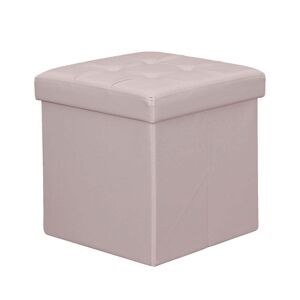 Milani Home pouf quadrato in ecopelle di design moderno, cm 38 x 38 x 38 h Rosa pallido 38 x 38 x 38 cm