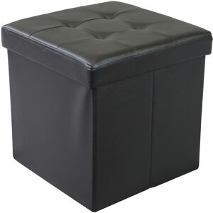 Milani Home pouf quadrato in ecopelle di design moderno, cm 38 x 38 x 38 h Nero 38 x 38 x 38 cm