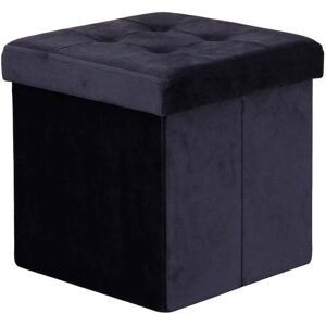 Milani Home pouf quadrato in velluto di design moderno, cm 38 x 38 x 38 h Nero 38 x 38 x 38 cm